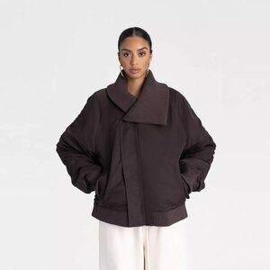 KBB by Kahlana The Shawl Collar Jacket Asymmetric Collar Brown Jacket - Sz Small